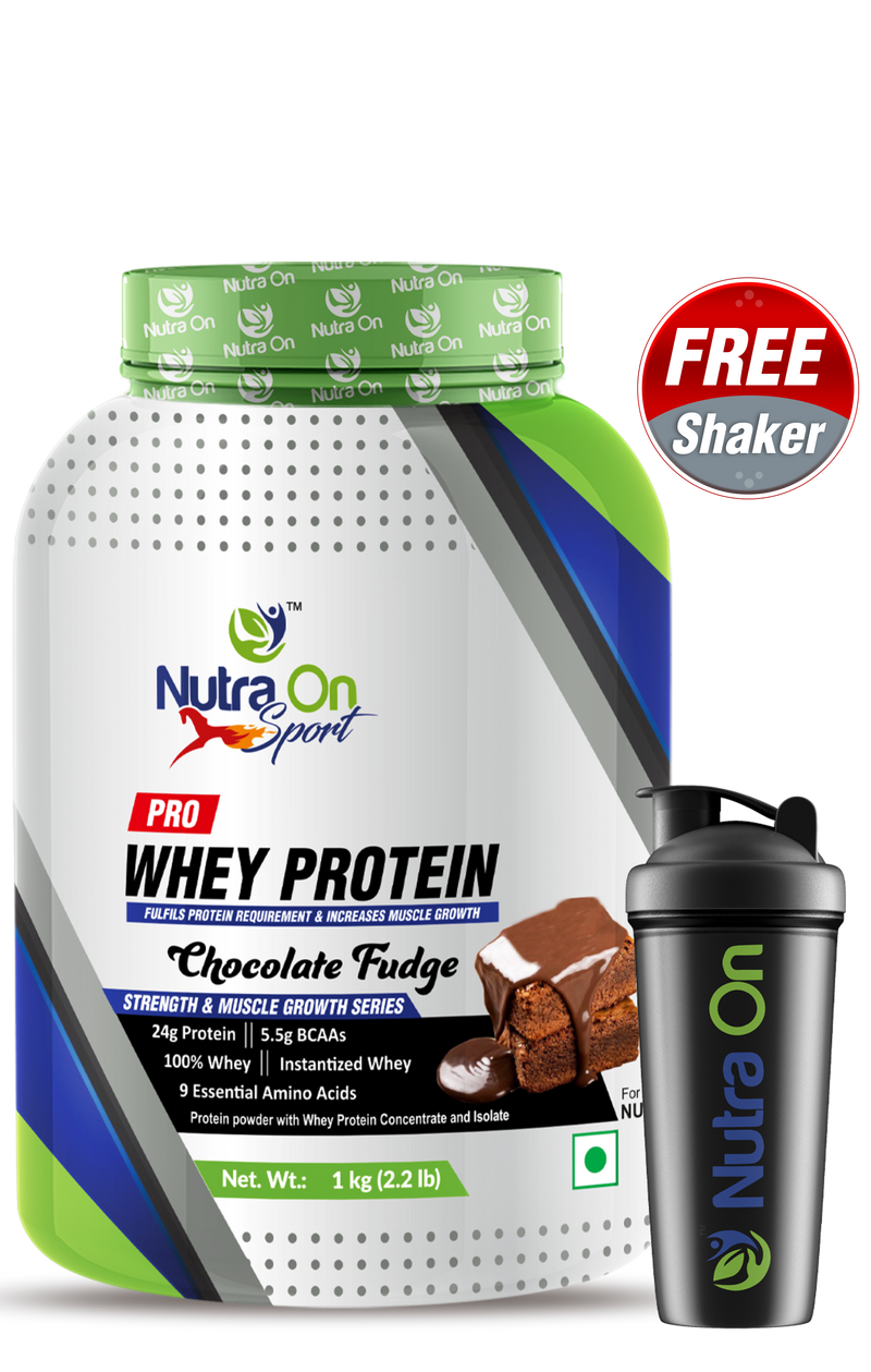 Nutra On Sport Pro Whey | 24g Protein Per Serving | Chocolate Fudge | Kulfi Badaam | 1kg/2kg (28 & 57 Servings)