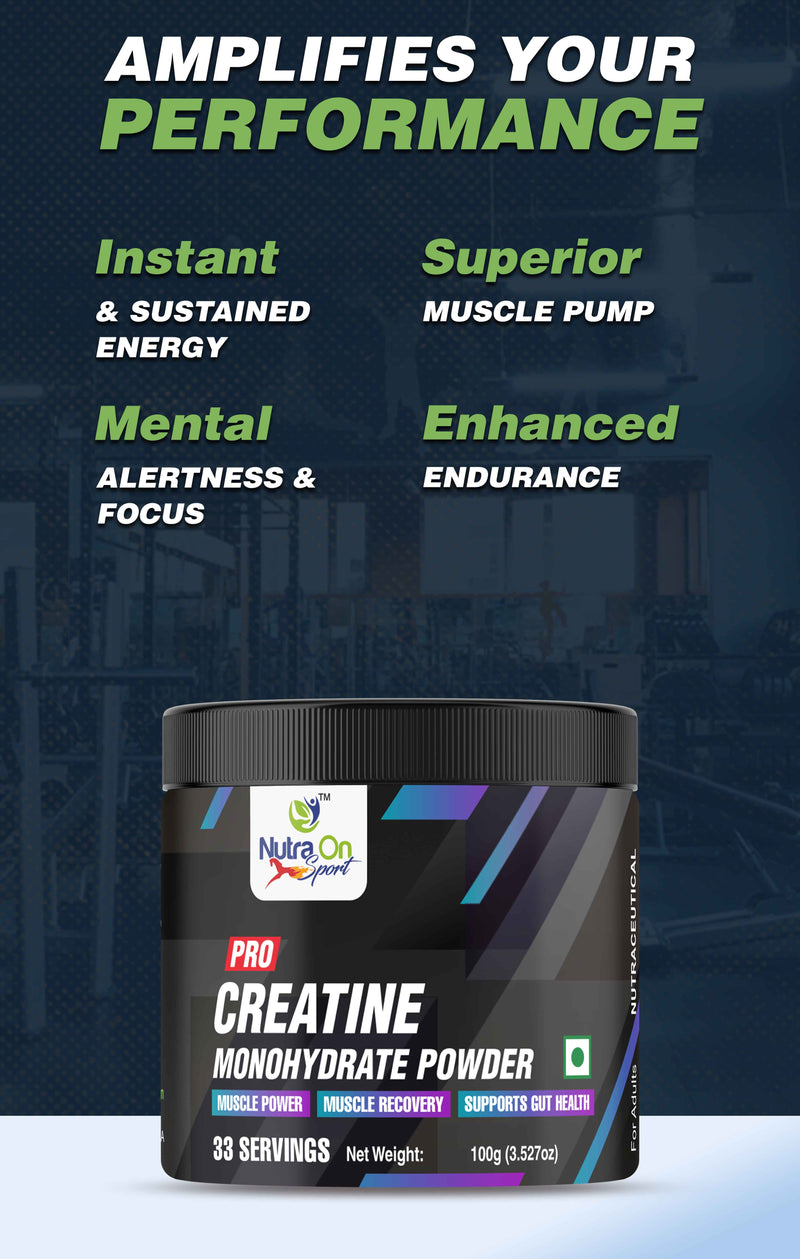 Nutra On Micronised Creatine Monohydrate Powder - Unflavoured - 100g (33 Servings)
