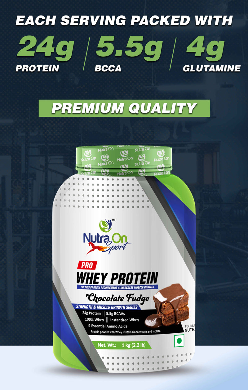Nutra On Sport Pro Whey | 24g Protein Per Serving | Chocolate Fudge/French Vanilla | 1kg/2kg (28 & 57 Servings)