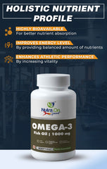 Nutra On Sport | Omega 3 Fish Oil I 1000 mg Omega -3, with (EPA 180mg & DHA 120mg)