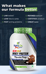 Nutra On Sport Pro Gold Whey | 24g Protein Per Serving | 5.5 gm BCAA | Chocolate Fudge | French Vanilla-1Kg/2Kg (28/57 Servings)
